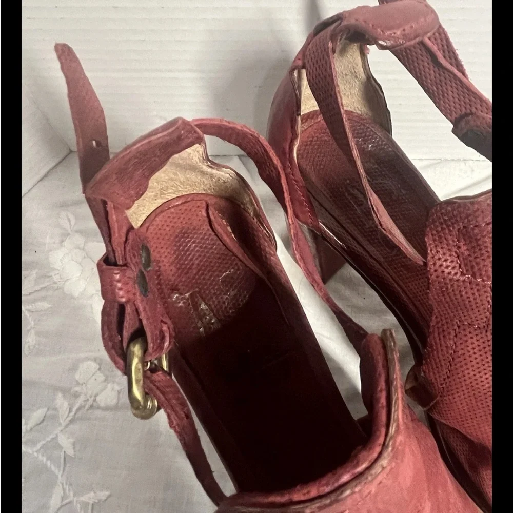 A.S.98 Women's Block Heel Sandals - Deep Red - Picture 6 of 8